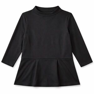 Ann Taylor Factory Black Peplum Top Mock Neck Long Sleeve Large